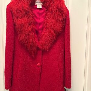 John Caruana Mongolian Lamb Wool Nylon Coat NWT 14 Vintage